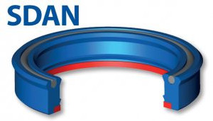 Semicompact rod seal with anti-extrusion ring and energizing element (SDAN)